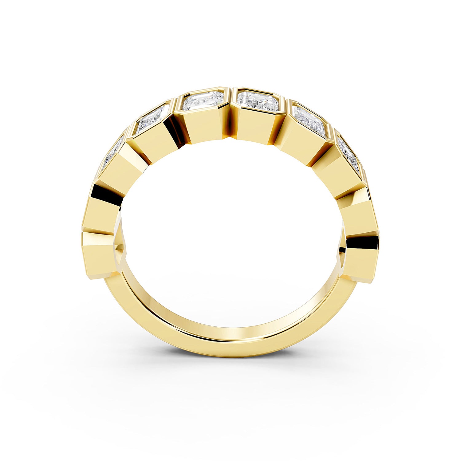 Emerald Cut Lab-Grown Diamond Bezel Set Band Ring