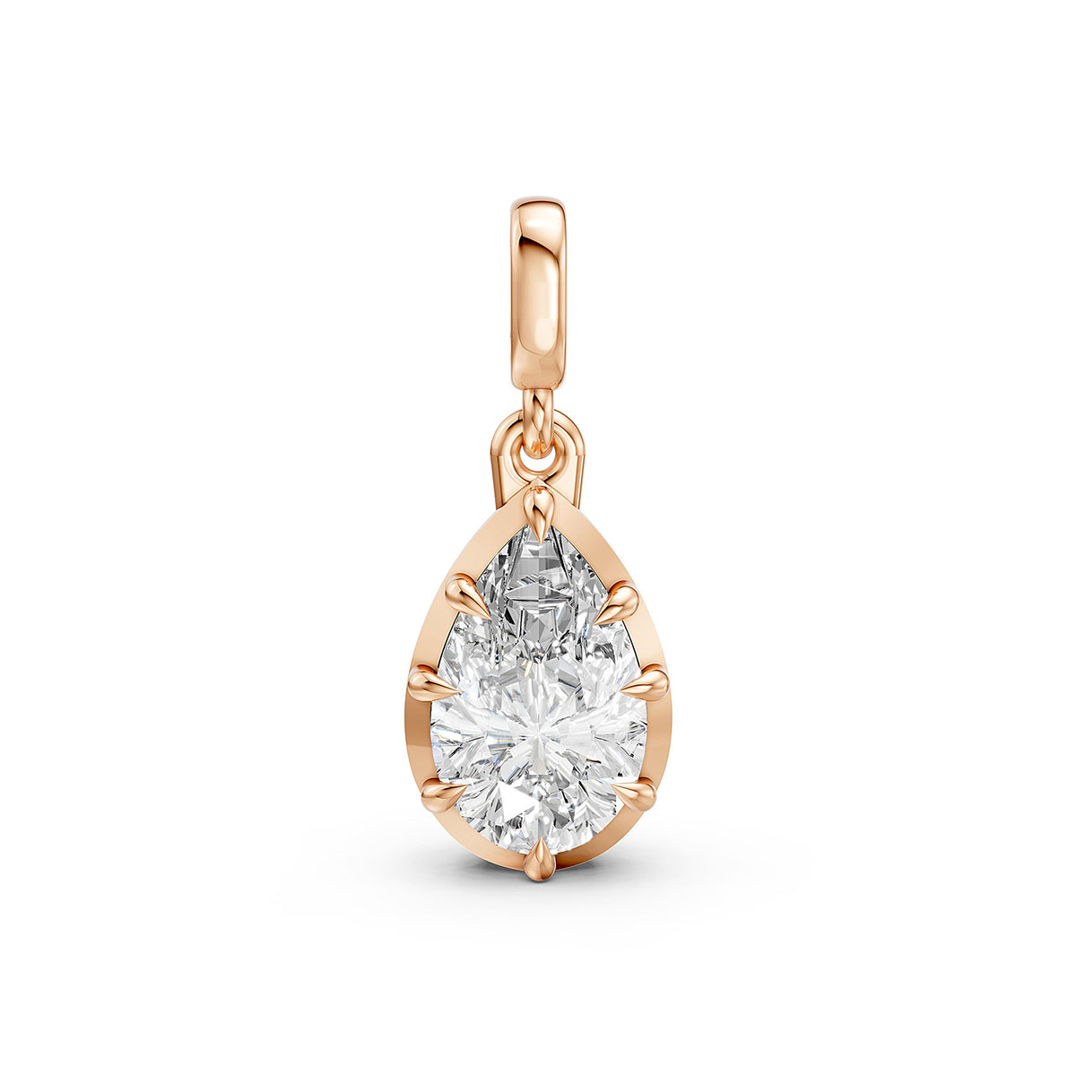 14K Yellow Gold Pear-Cut Diamond Solitaire Pendant