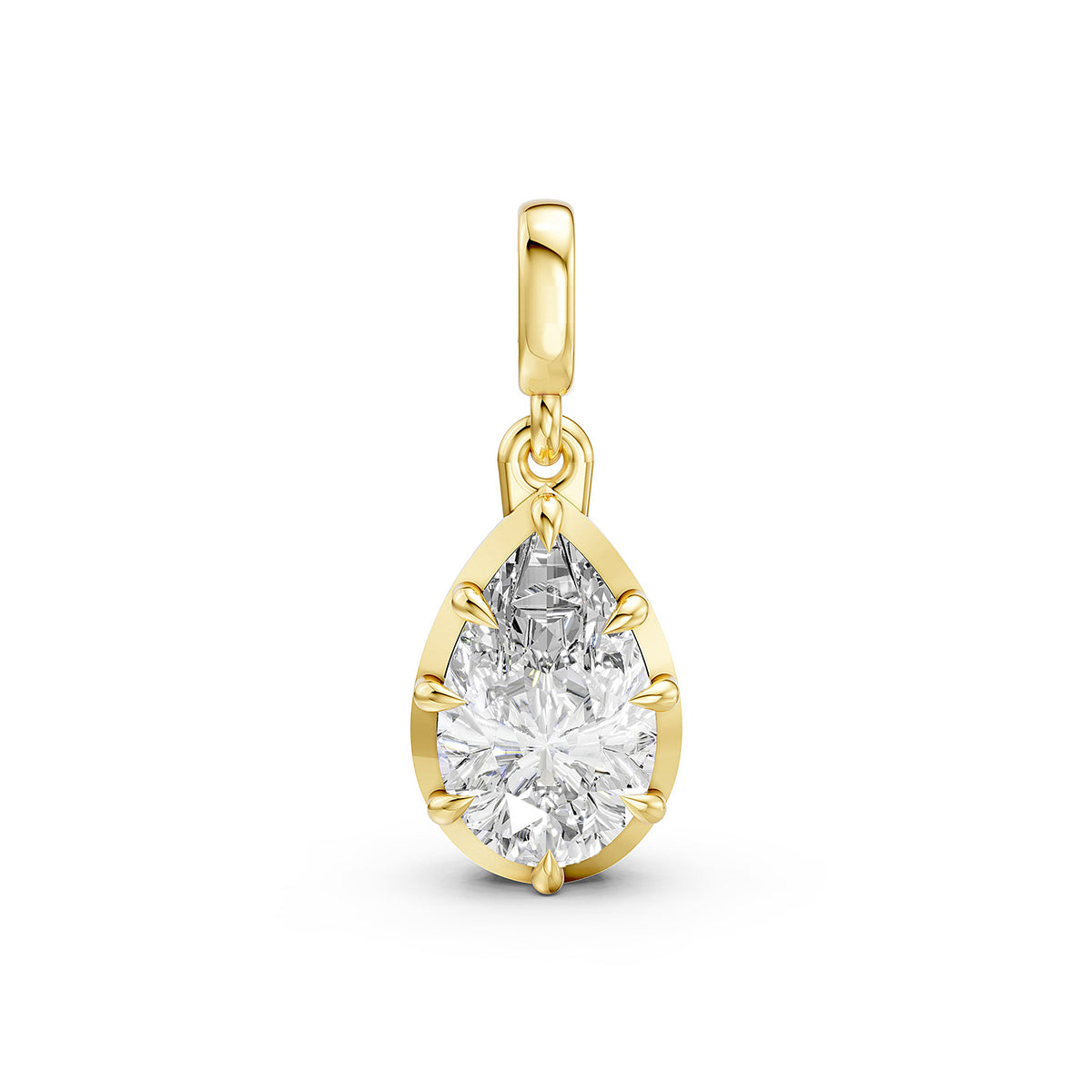 14K Yellow Gold Pear-Cut Diamond Solitaire Pendant