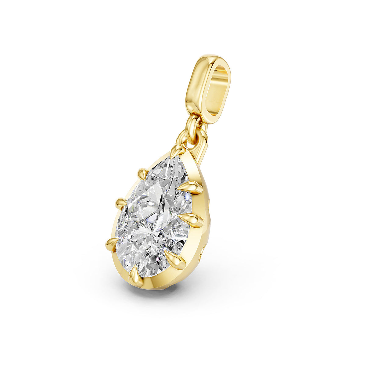 14K Yellow Gold Pear-Cut Diamond Solitaire Pendant