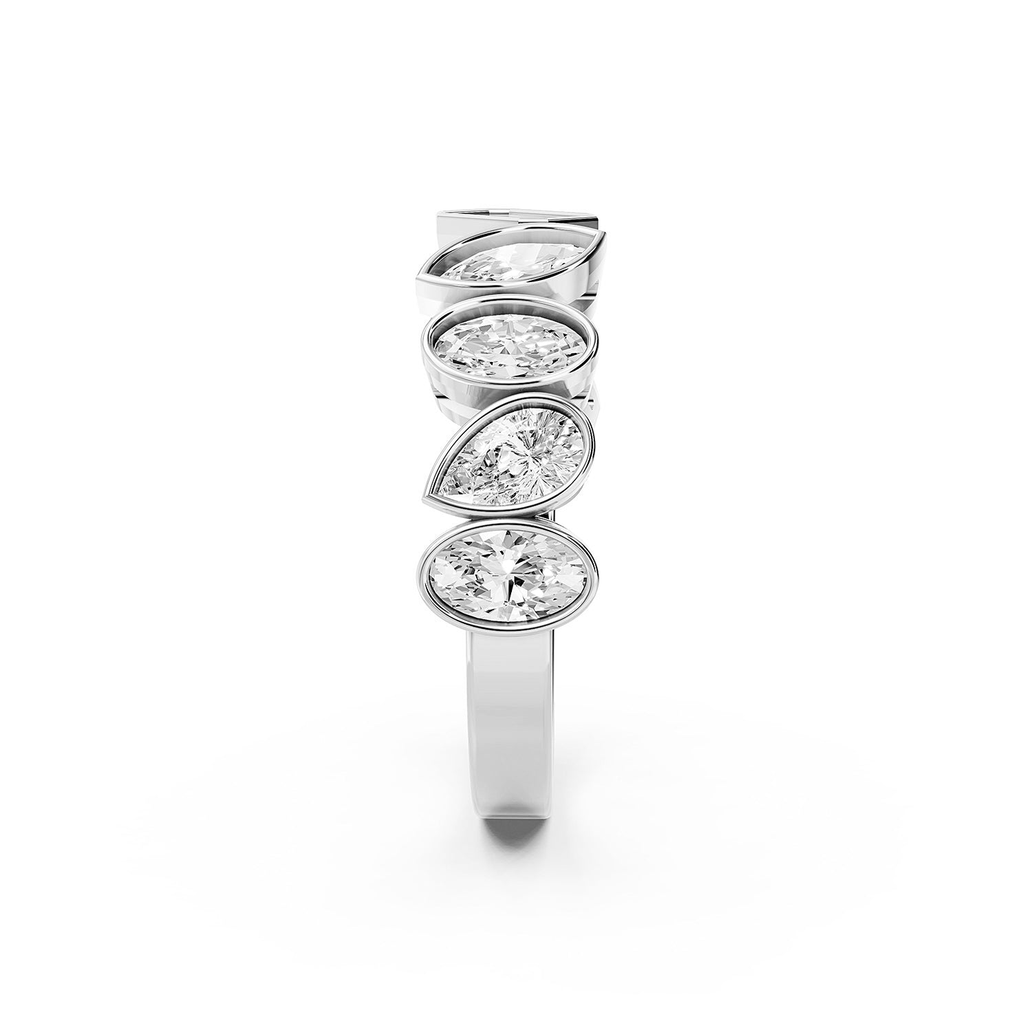 Multi-Shape Lab-Grown Diamond Bezel Set Band Ring