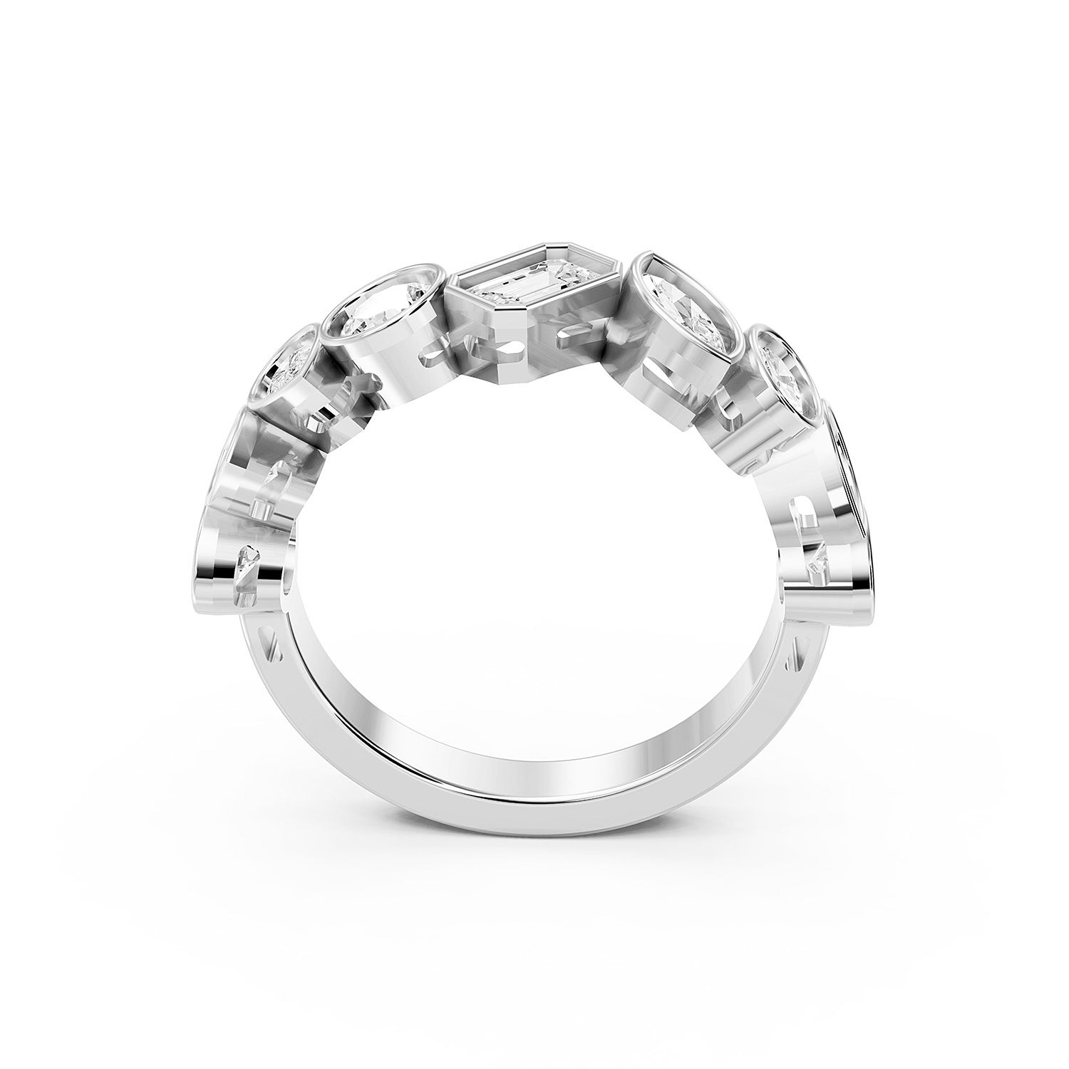 Multi-Shape Lab-Grown Diamond Bezel Set Band Ring