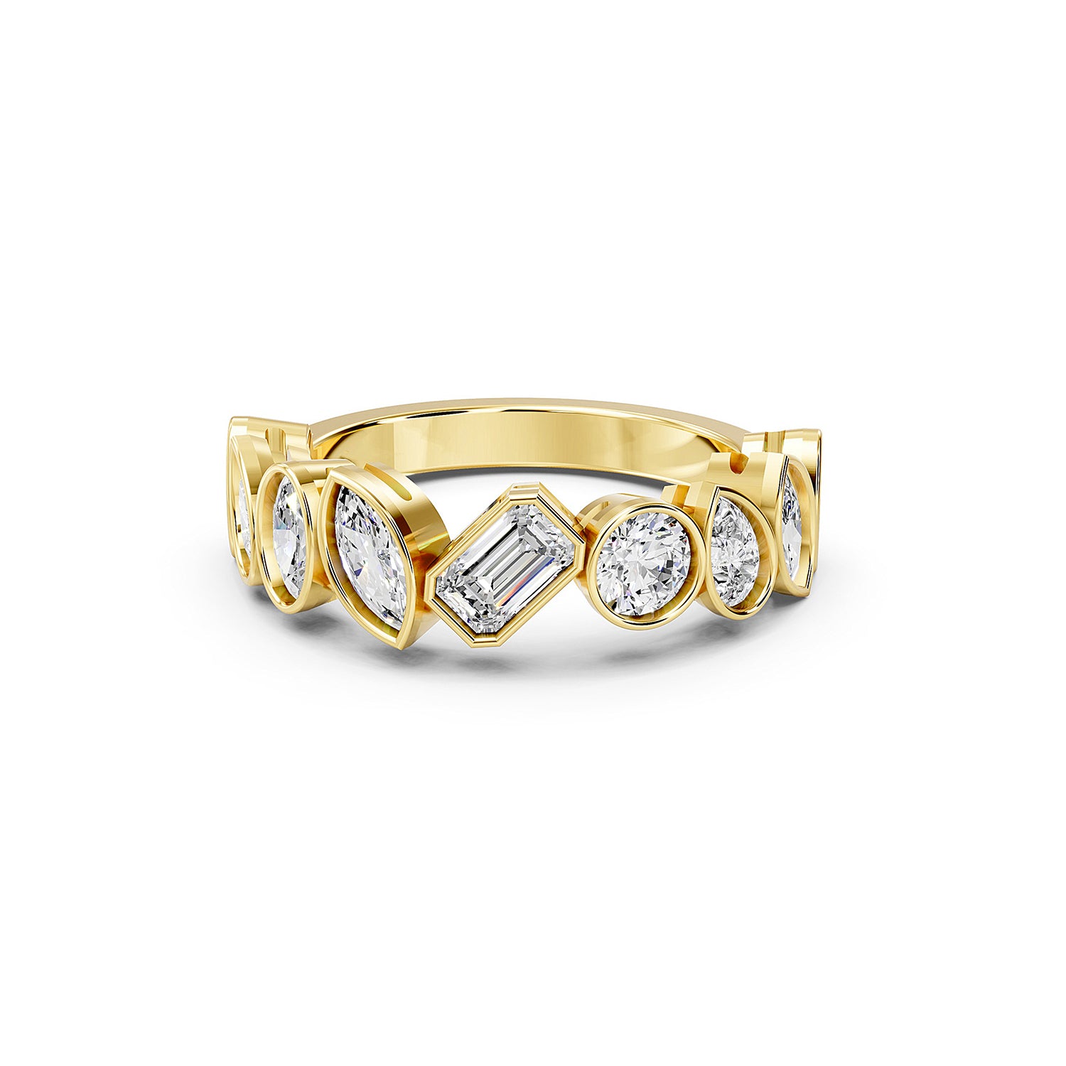 Multi-Shape Lab-Grown Diamond Bezel Set Band Ring