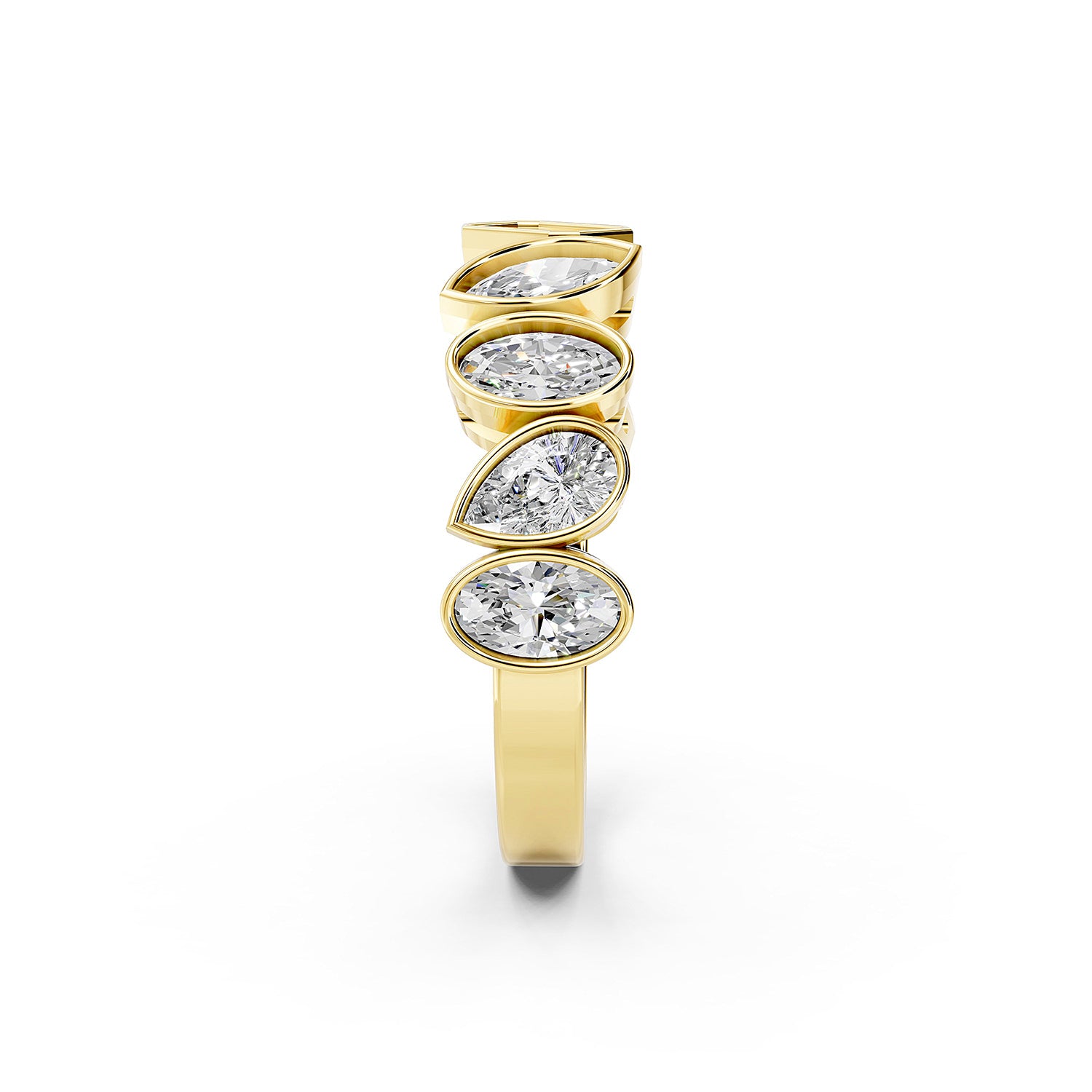 Multi-Shape Lab-Grown Diamond Bezel Set Band Ring
