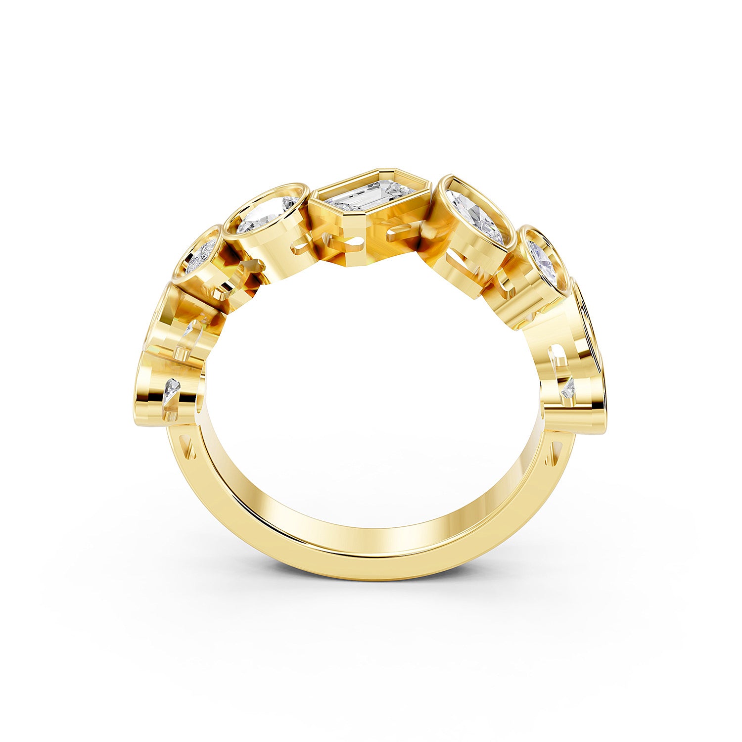 Multi-Shape Lab-Grown Diamond Bezel Set Band Ring