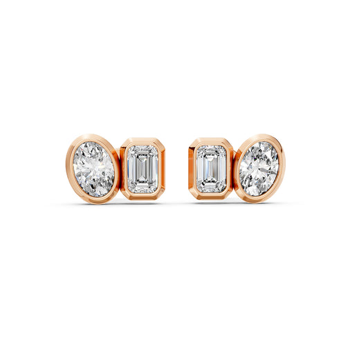 Emerald & Oval Cut Lab-Grown Diamond Stud