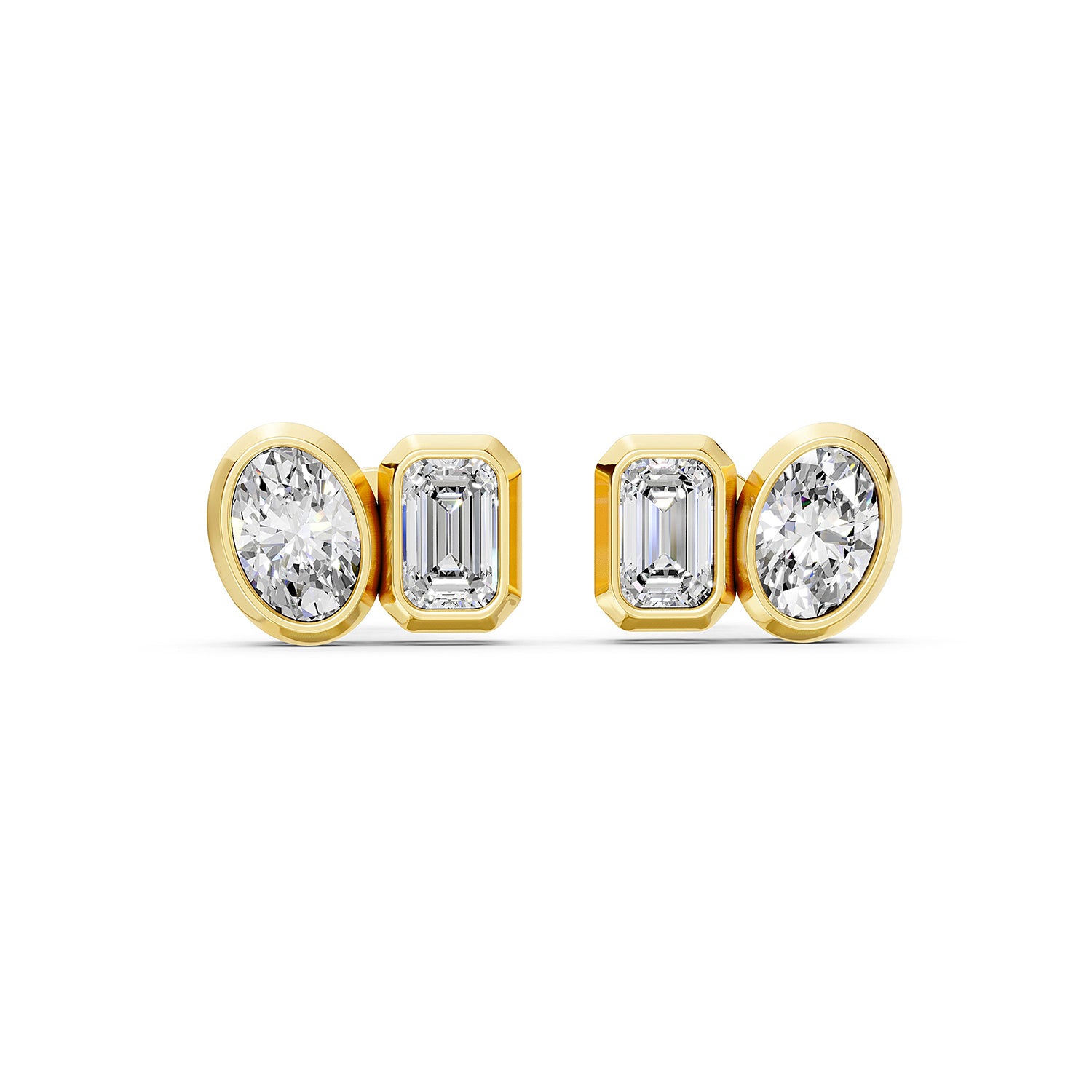 Emerald & Oval Cut Lab-Grown Diamond Stud