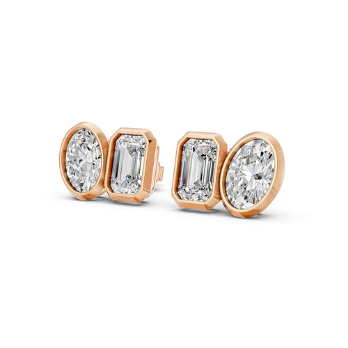 Emerald & Oval Cut Lab-Grown Diamond Stud