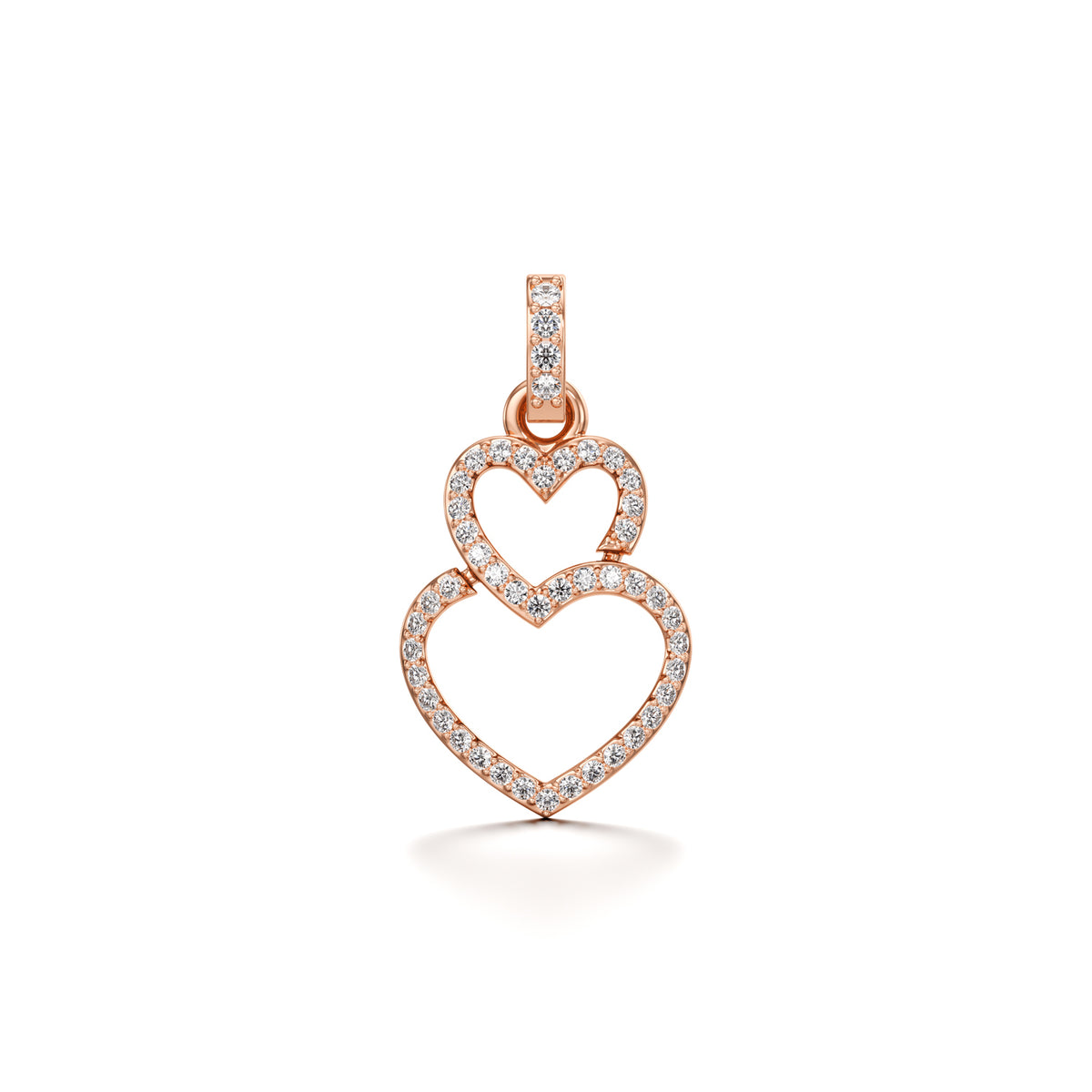 14KT Gold Double Heart Diamond Pendant