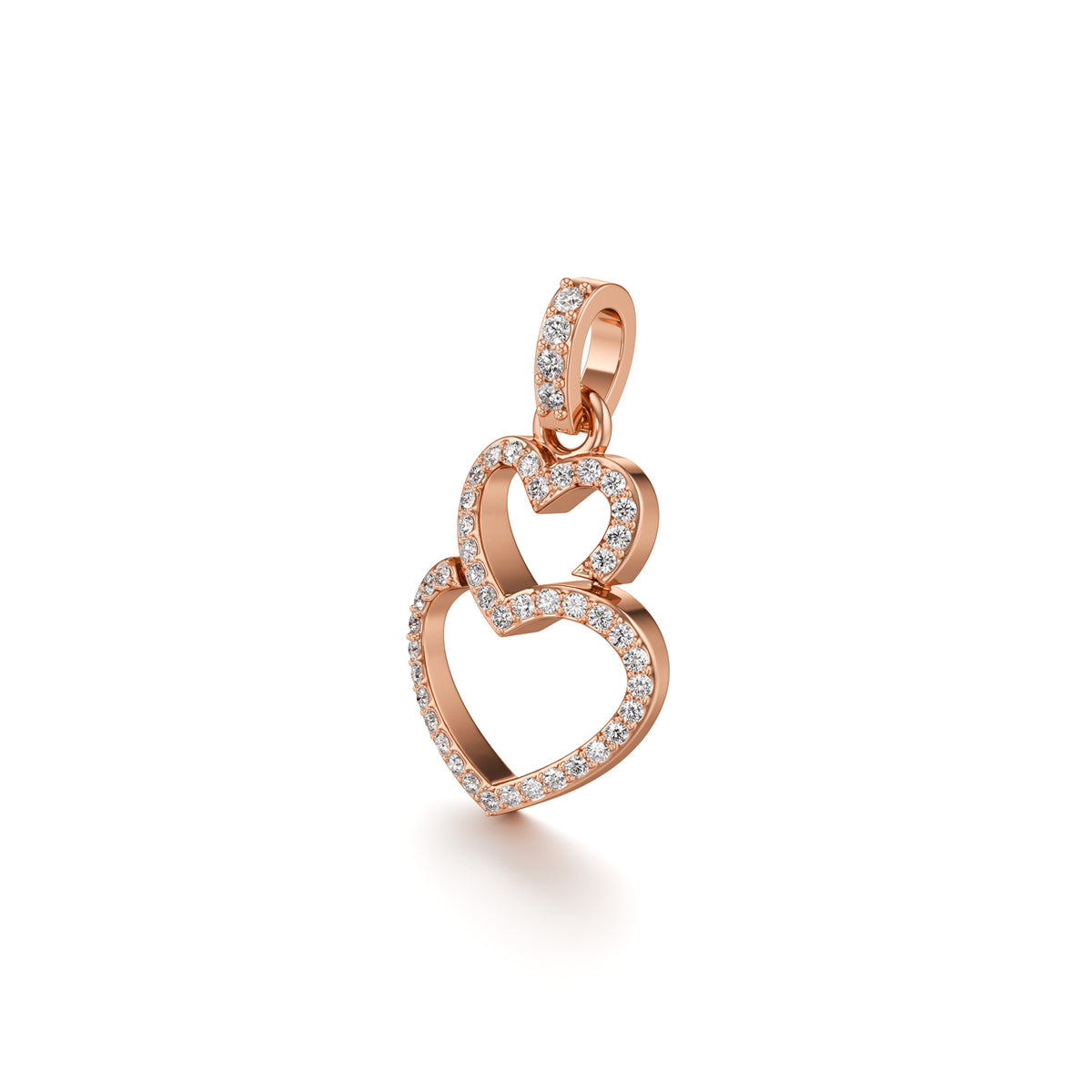 14KT Gold Double Heart Diamond Pendant