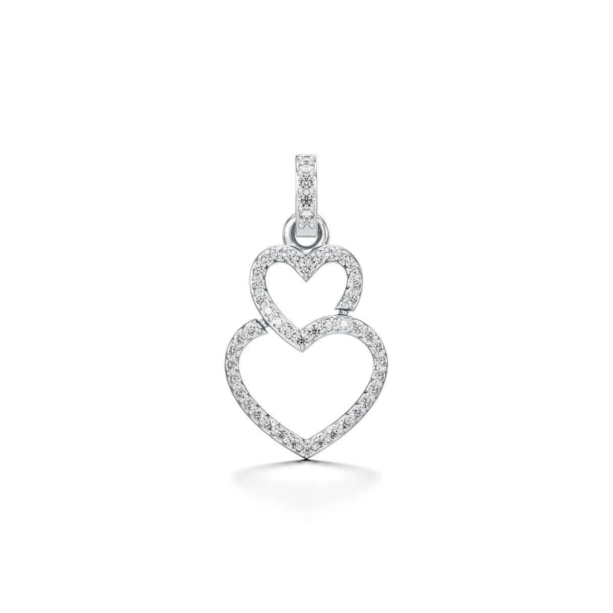 14KT Gold Double Heart Diamond Pendant