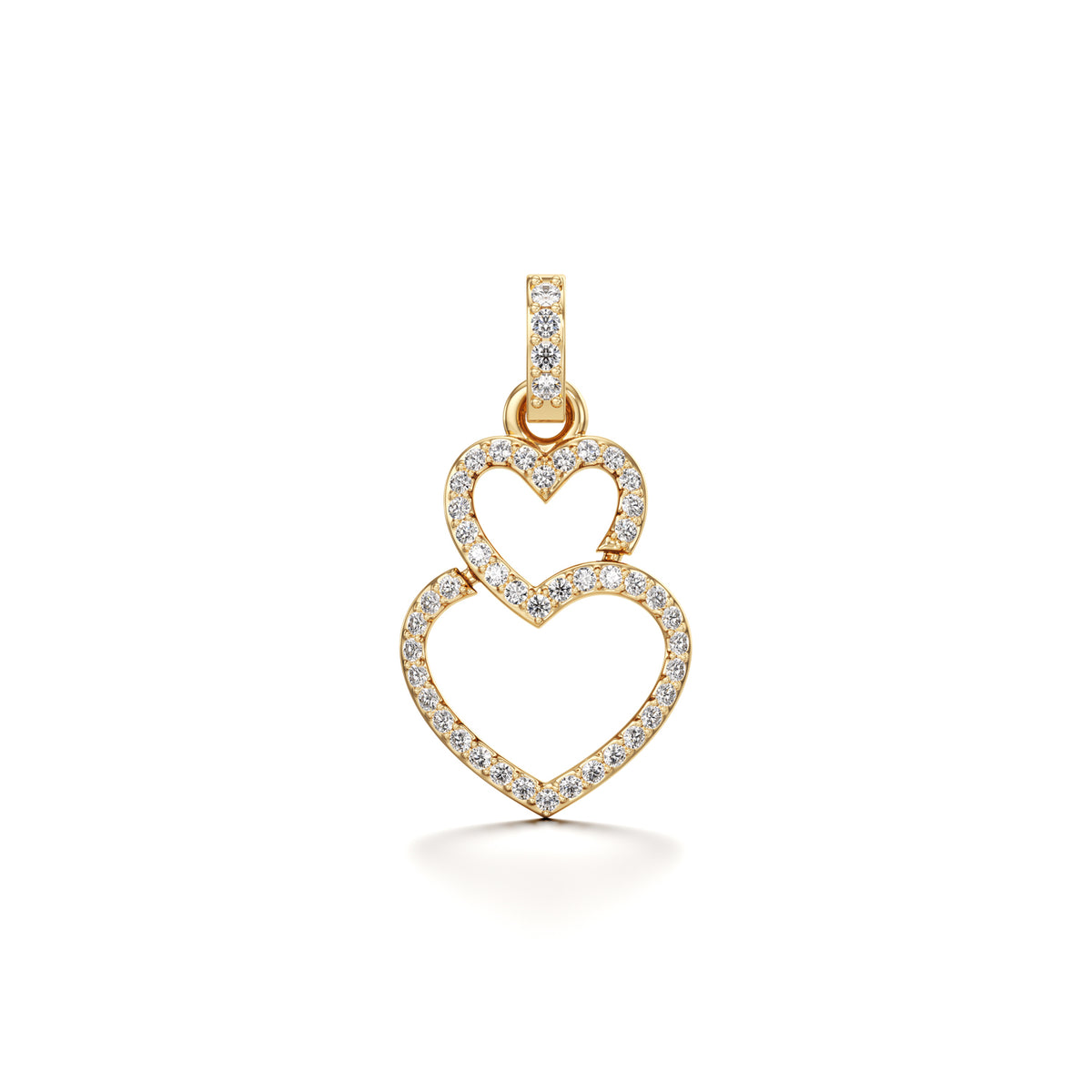 14KT Gold Double Heart Diamond Pendant