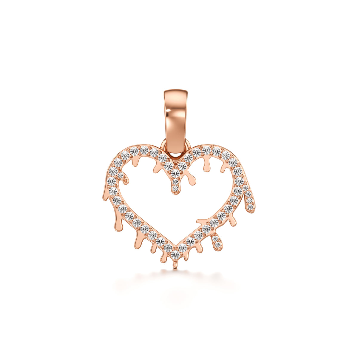 14KT Gold Diamond Dripping Heart Pendant