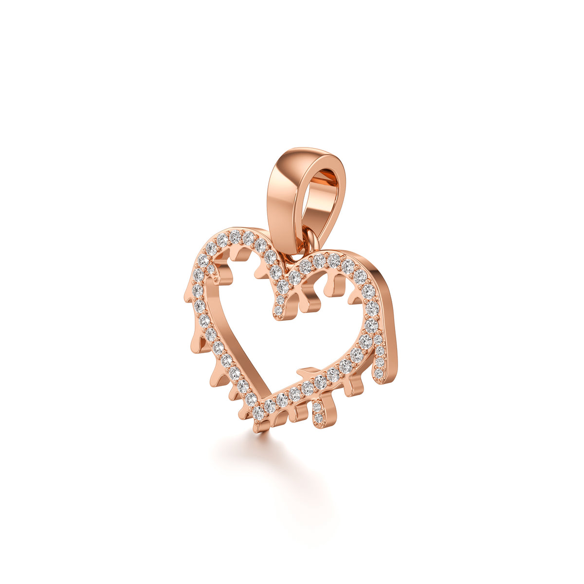 14KT Gold Diamond Dripping Heart Pendant
