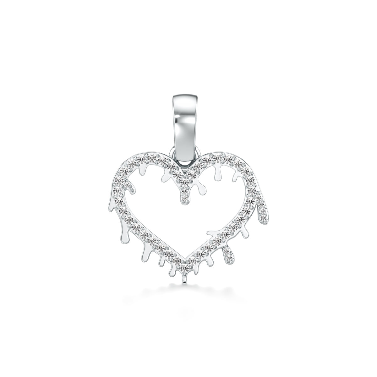 14KT Gold Diamond Dripping Heart Pendant