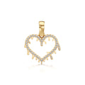 14KT Gold Diamond Dripping Heart Pendant