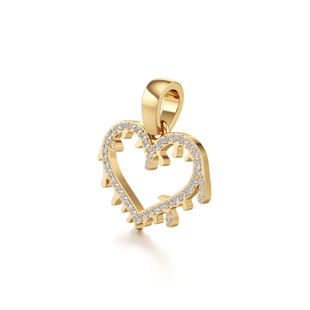 14KT Gold Diamond Dripping Heart Pendant