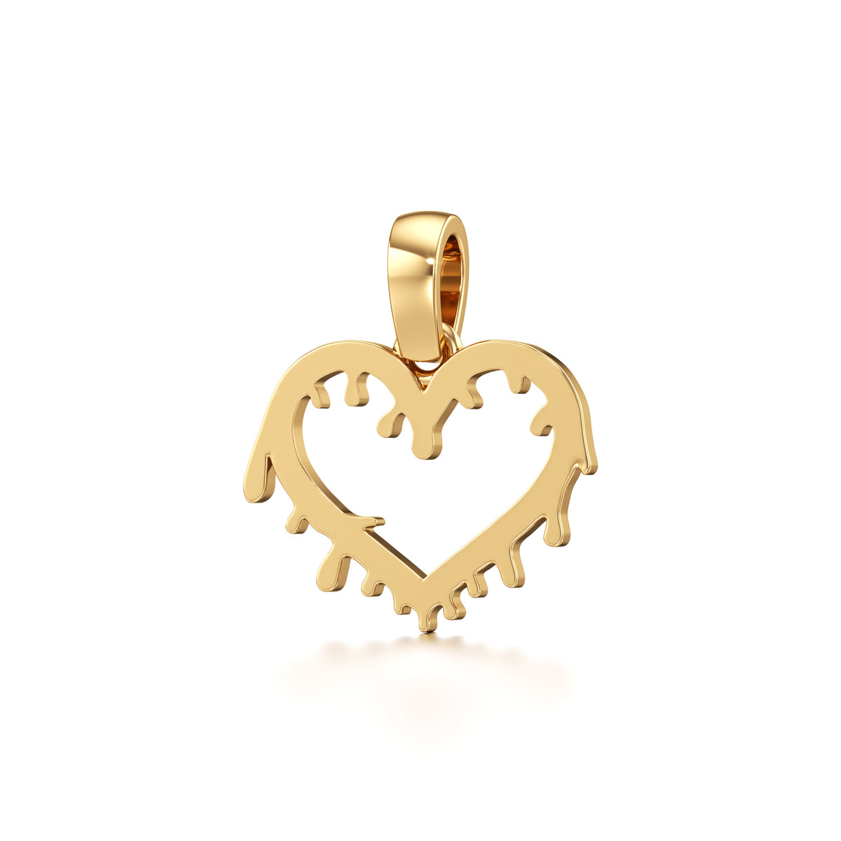 14KT Gold Diamond Dripping Heart Pendant