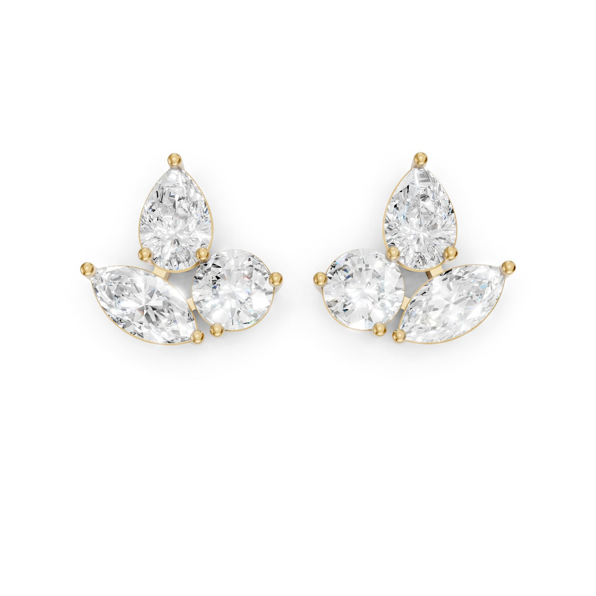 Mixed-Shape Lab-Grown Diamond Trio Stud Earrings