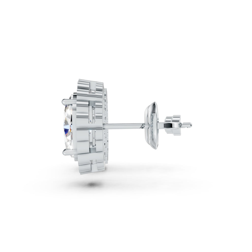 Oval Cut Lab-Grown Diamond Halo Stud Earrings