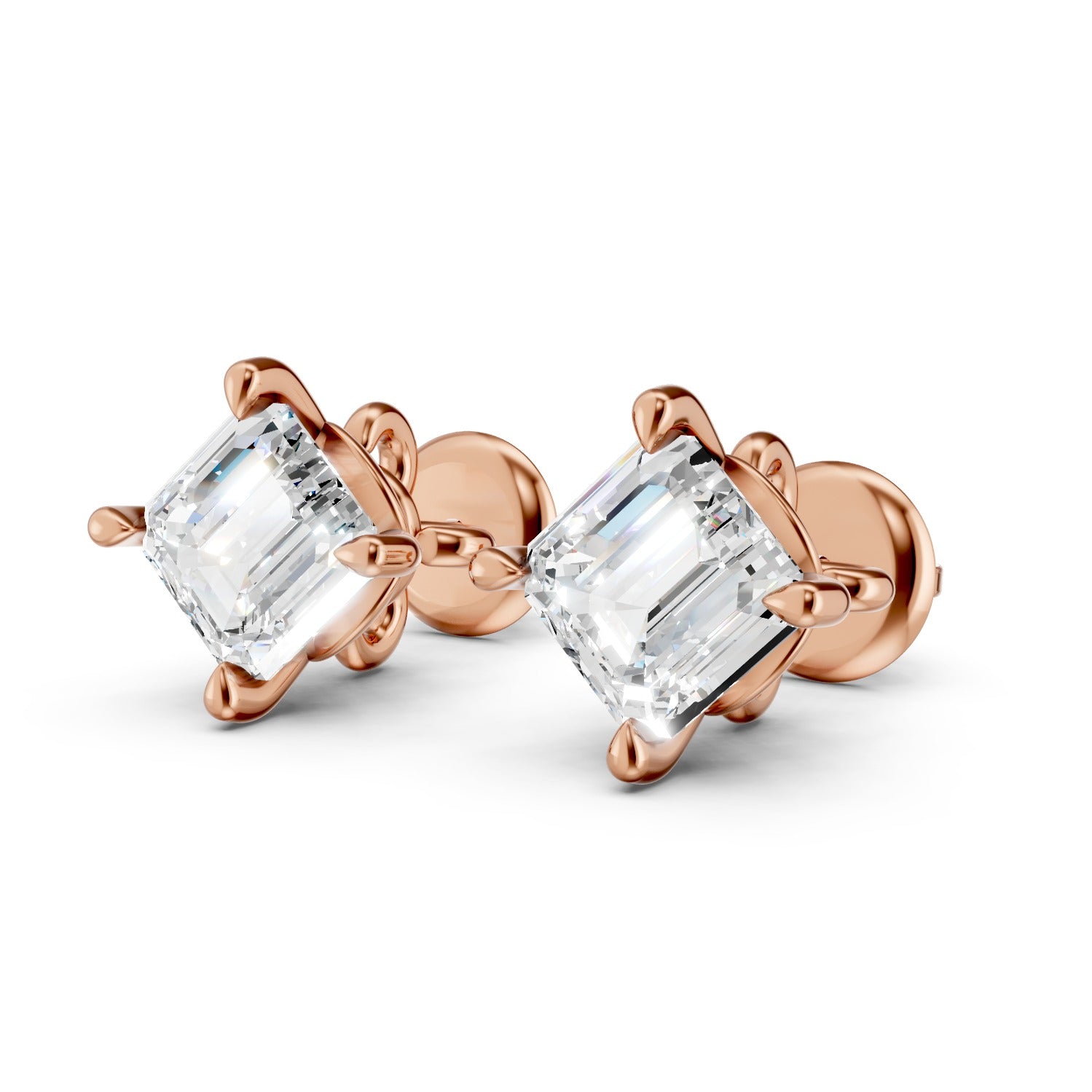 Emerald Cut Lab-Grown Diamond Stud Earrings