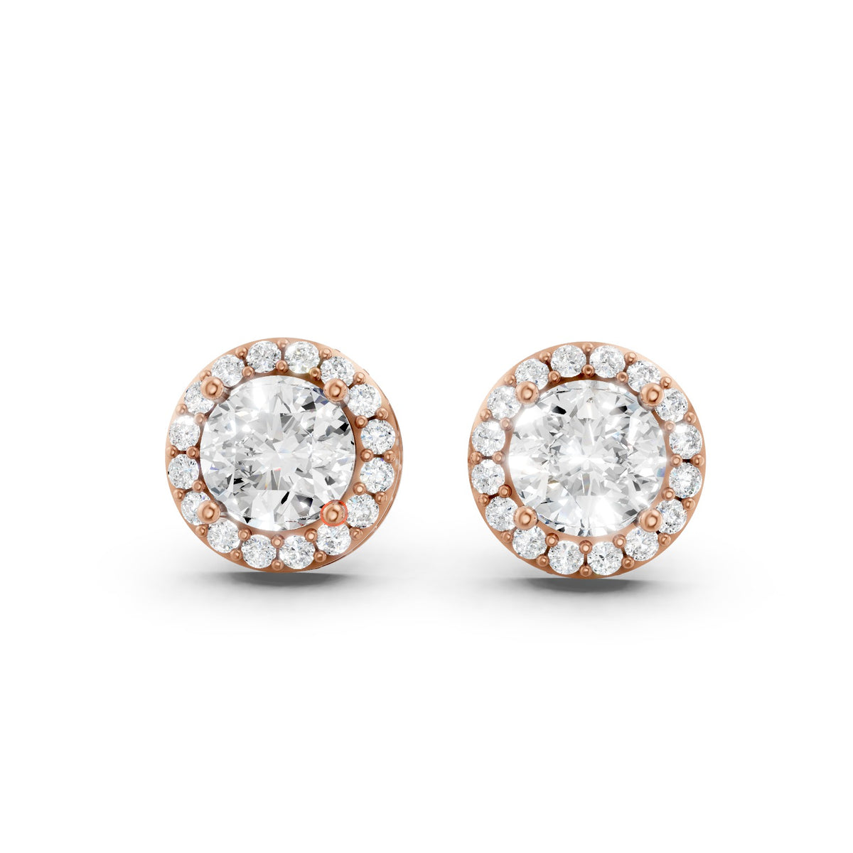 Round Brilliant Lab-Grown Diamond Halo Stud Earrings