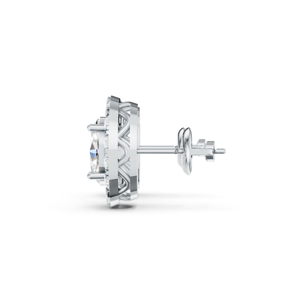 Oval Cut Lab-Grown Diamond Halo Stud Earrings