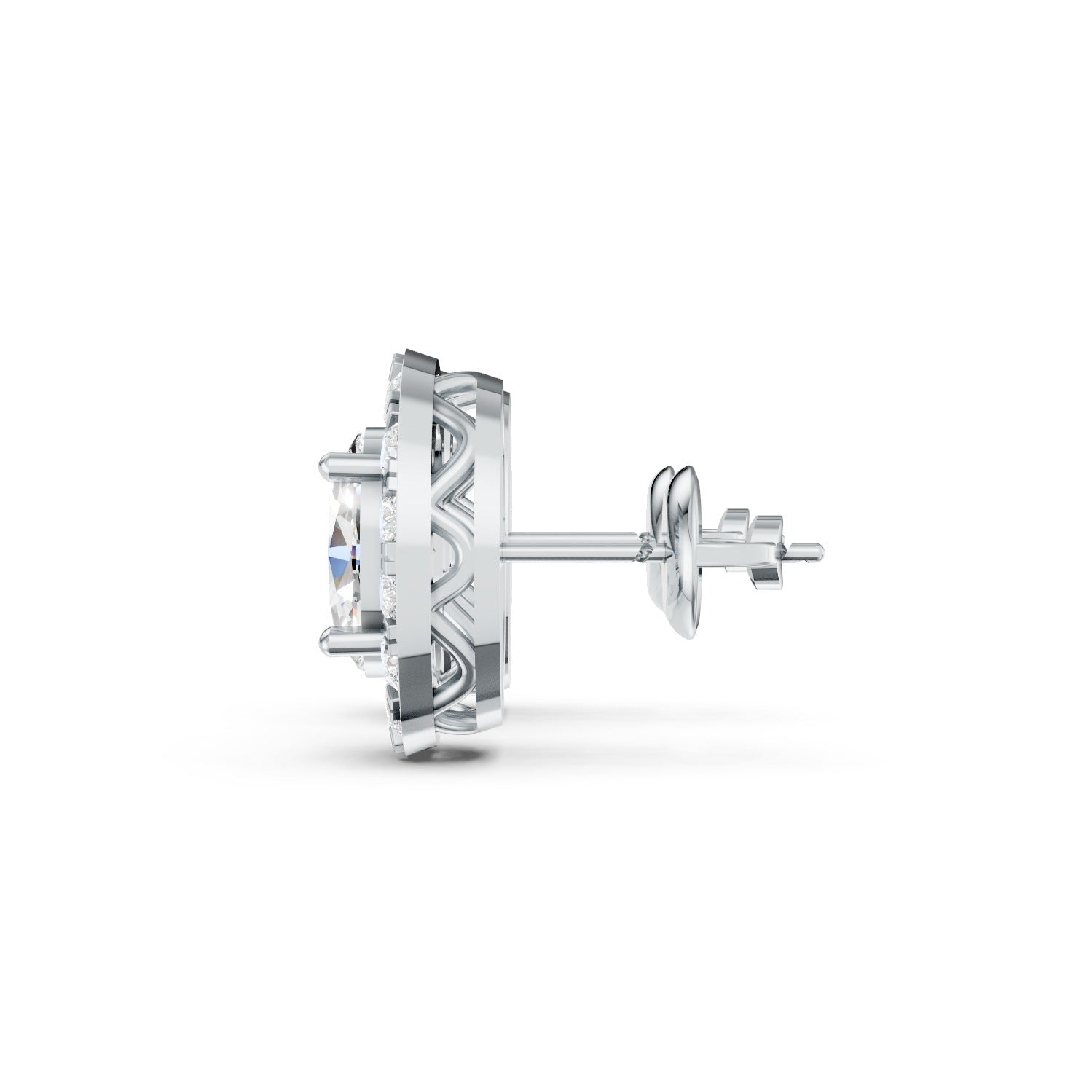 Oval Cut Lab-Grown Diamond Halo Stud Earrings