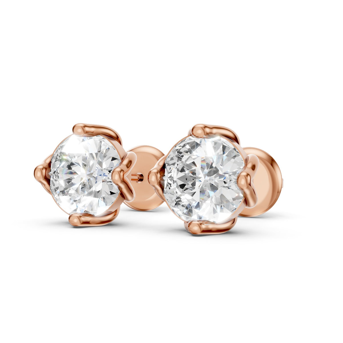 Round Cut Lab-Grown Diamond Stud Earrings