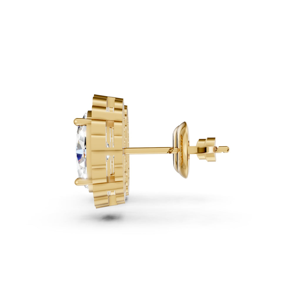 Oval Cut Lab-Grown Diamond Halo Stud Earrings