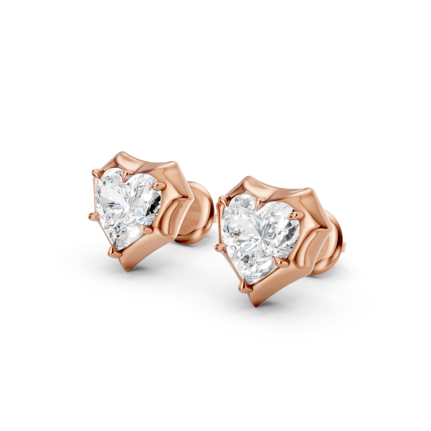 Heart Cut Lab-Grown Diamond Stud Earrings