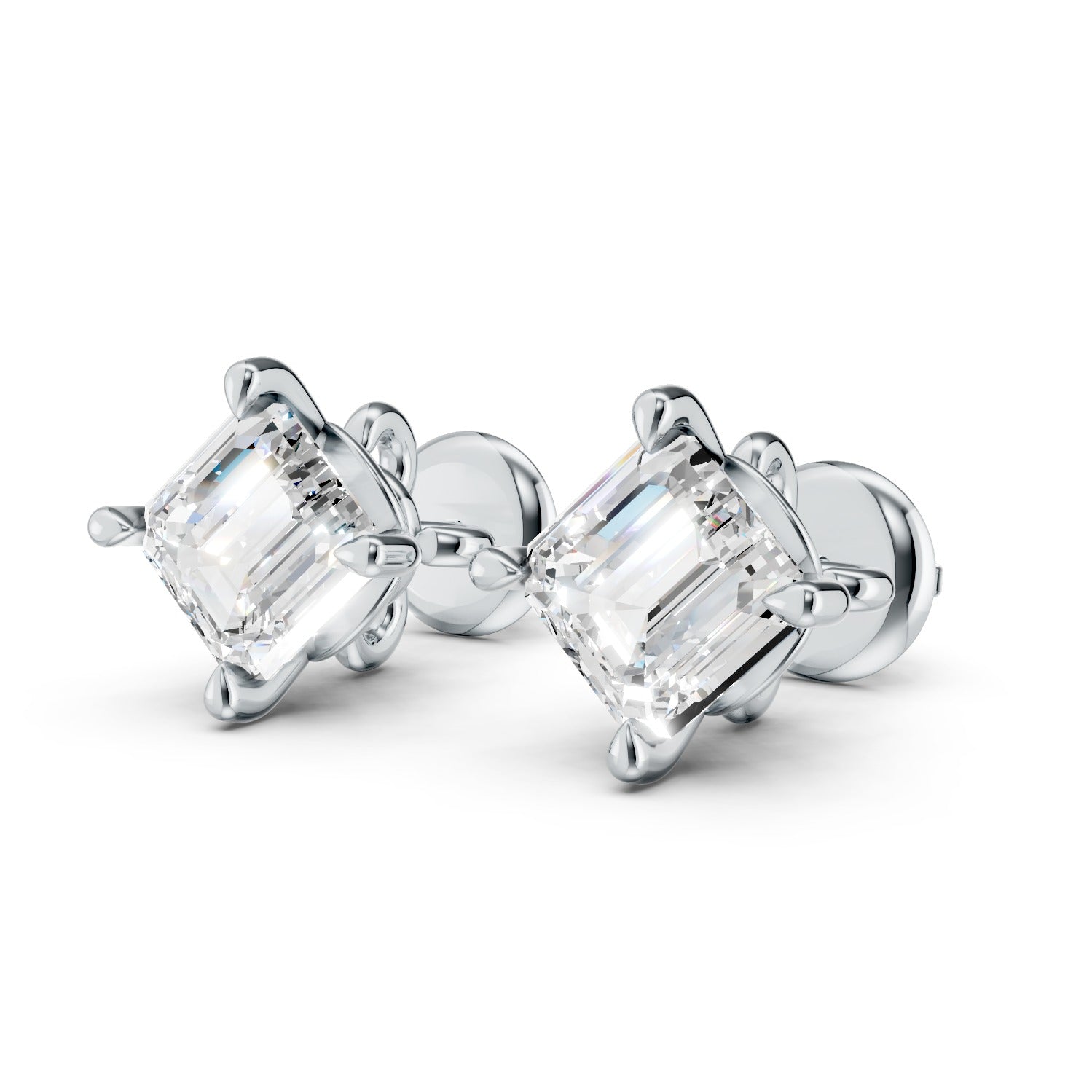 Emerald Cut Lab-Grown Diamond Stud Earrings
