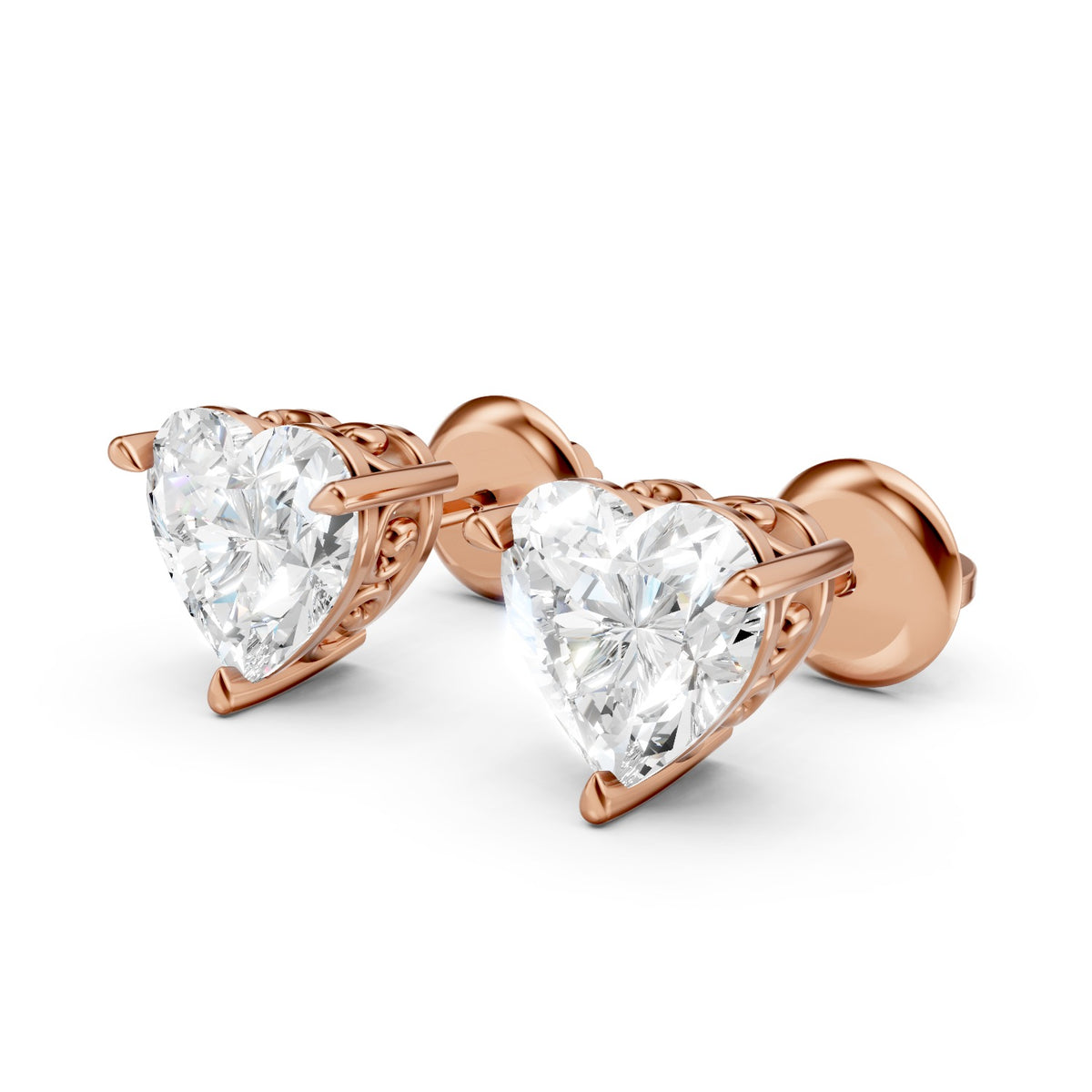 Heart Shape Lab-Grown Diamond Stud Earrings
