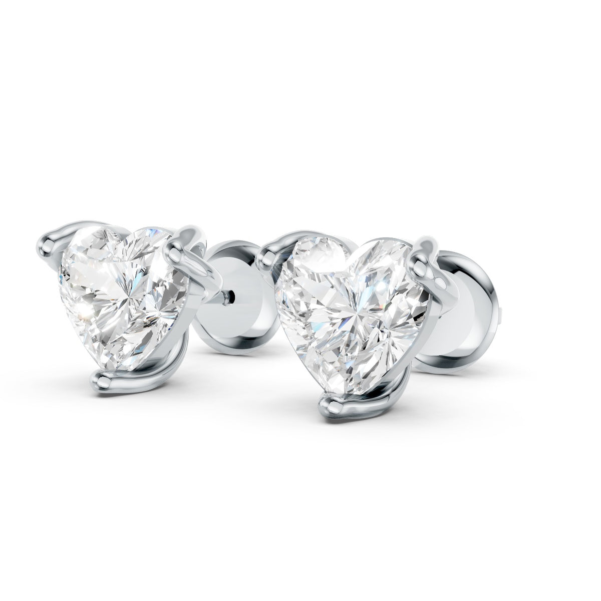 Heart Shape Lab-Grown Diamond Stud Earrings
