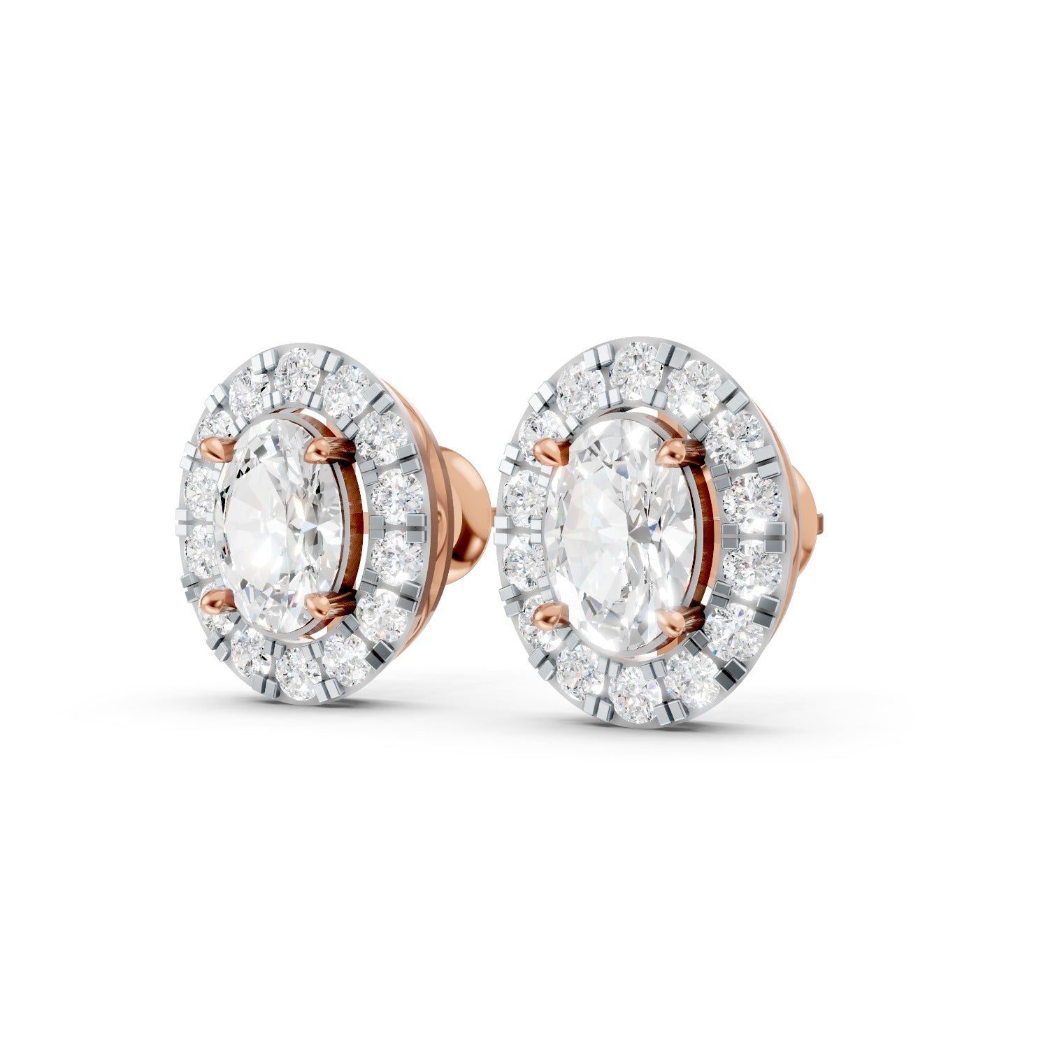 Oval Cut Lab-Grown Diamond Halo Stud Earrings