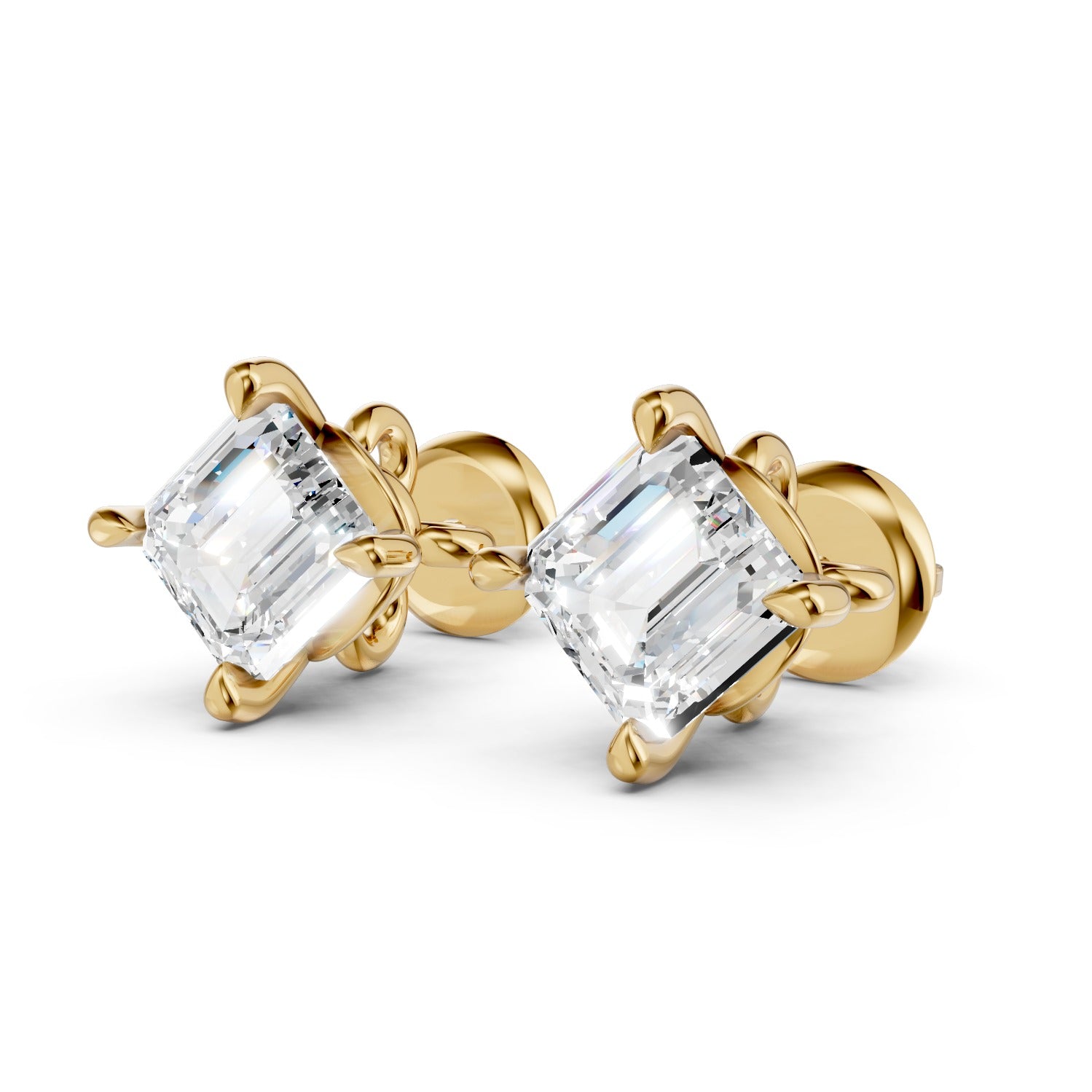 Emerald Cut Lab-Grown Diamond Stud Earrings