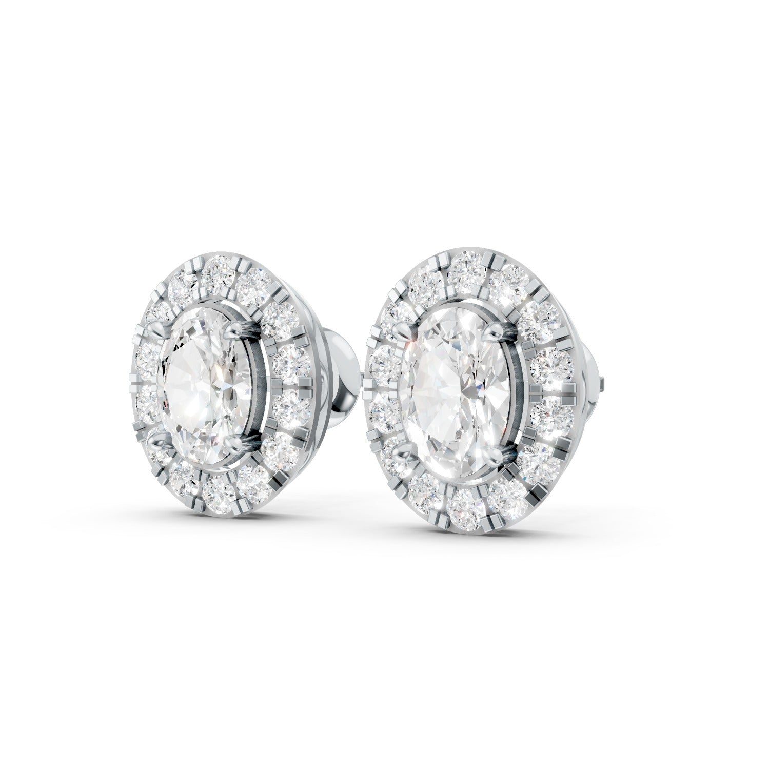 Oval Cut Lab-Grown Diamond Halo Stud Earrings