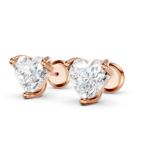 Heart Shape Lab-Grown Diamond Stud Earrings