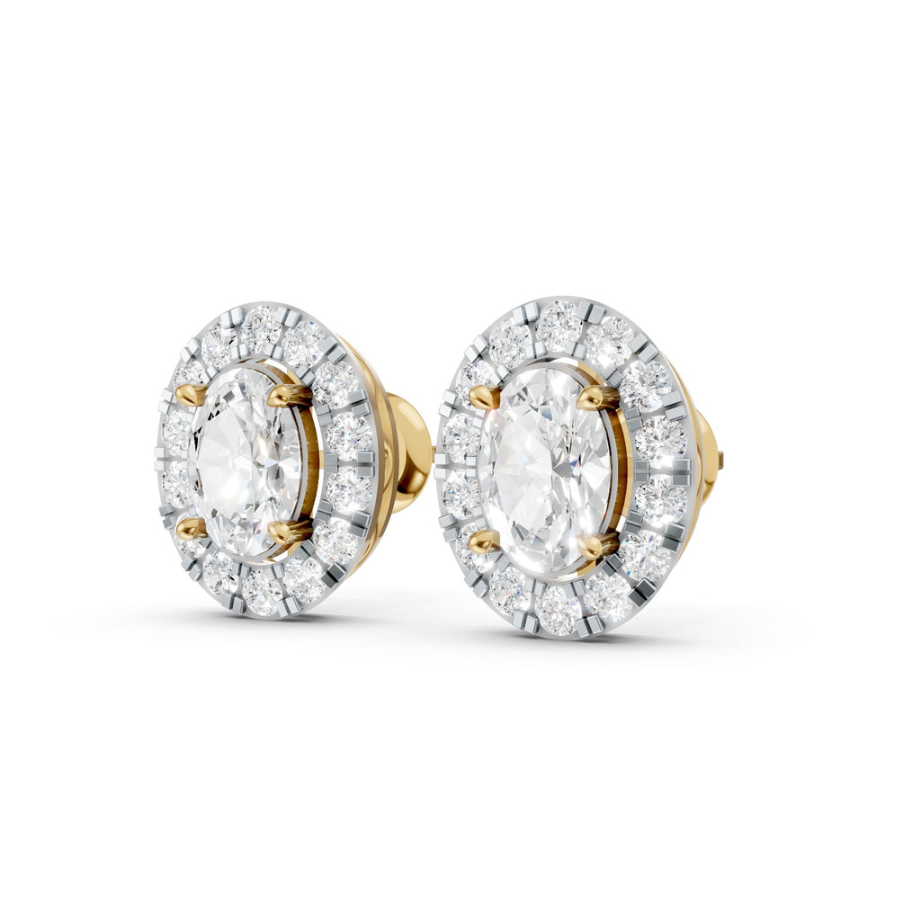Oval Cut Lab-Grown Diamond Halo Stud Earrings
