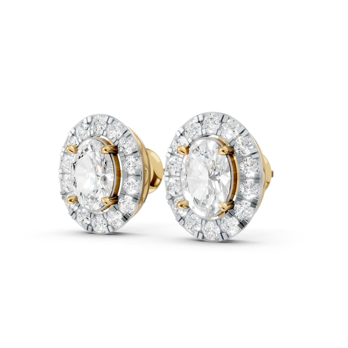 Oval Cut Lab-Grown Diamond Halo Stud Earrings