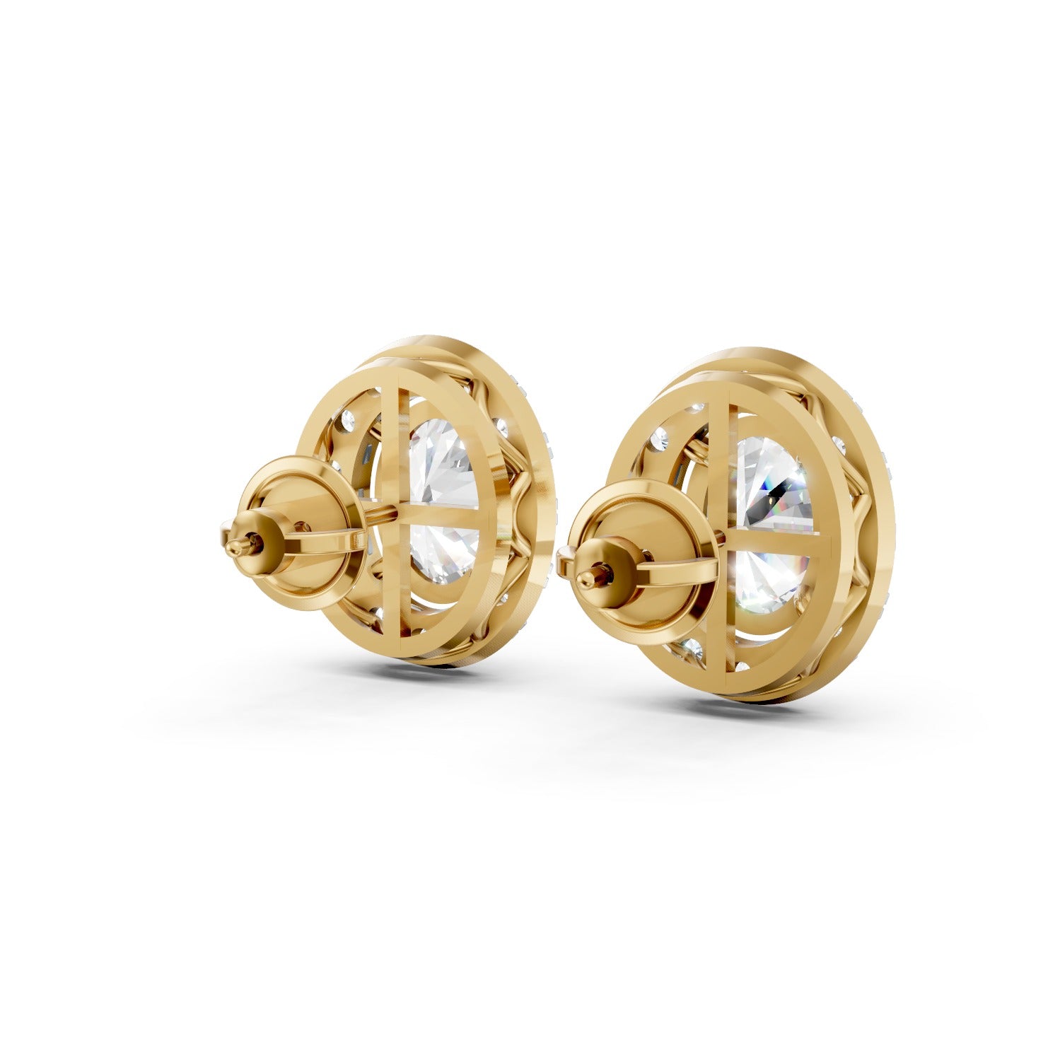 Oval Cut Lab-Grown Diamond Halo Stud Earrings
