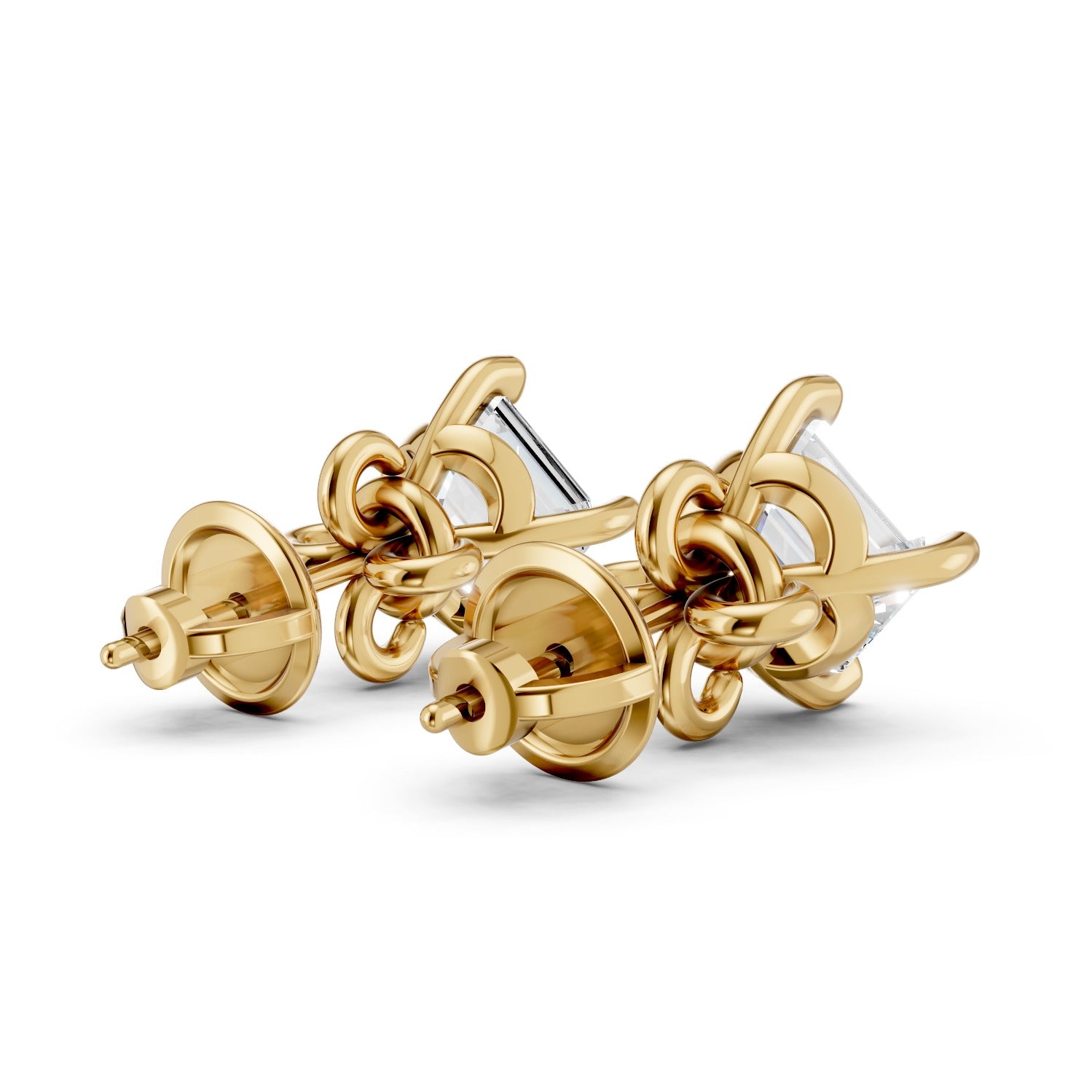 Emerald Cut Lab-Grown Diamond Stud Earrings