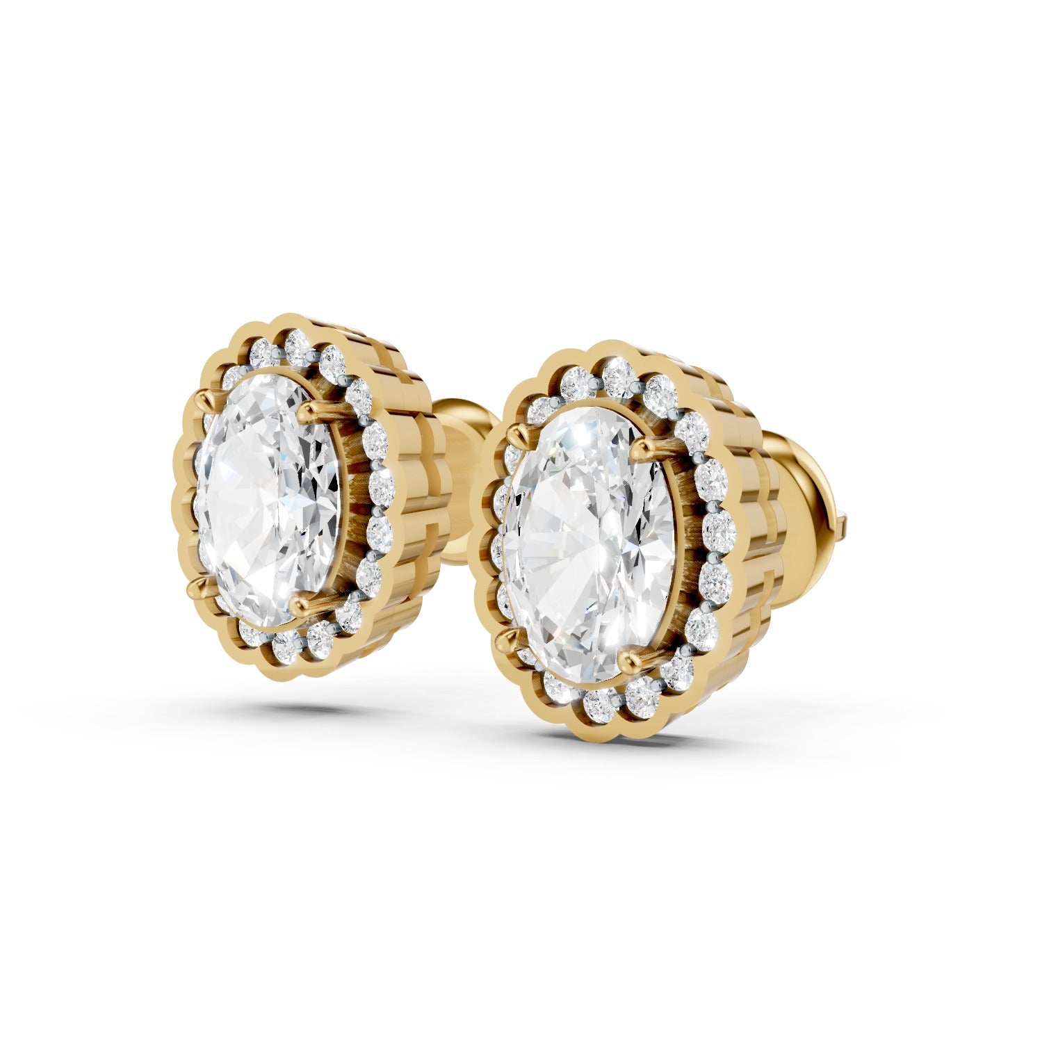 Oval Cut Lab-Grown Diamond Halo Stud Earrings