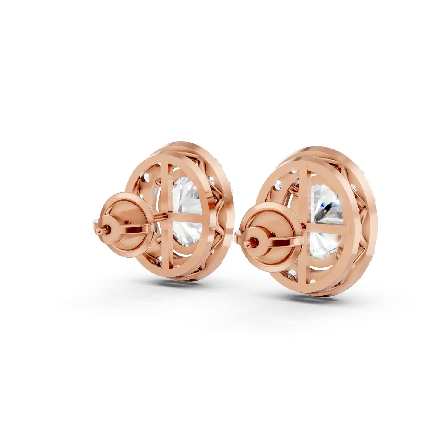 Oval Cut Lab-Grown Diamond Halo Stud Earrings