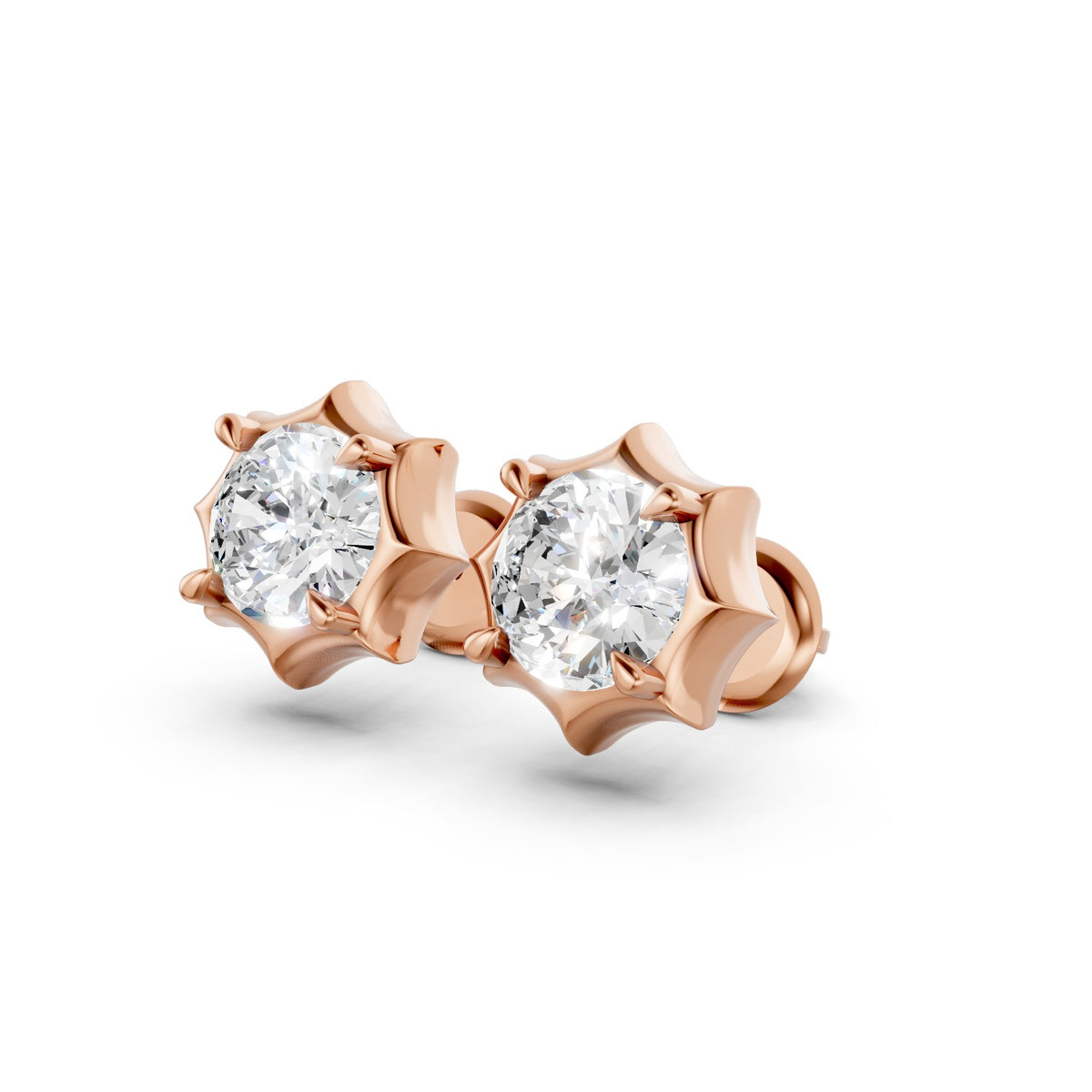 Round Cut Lab-Grown Diamond Stud Earrings