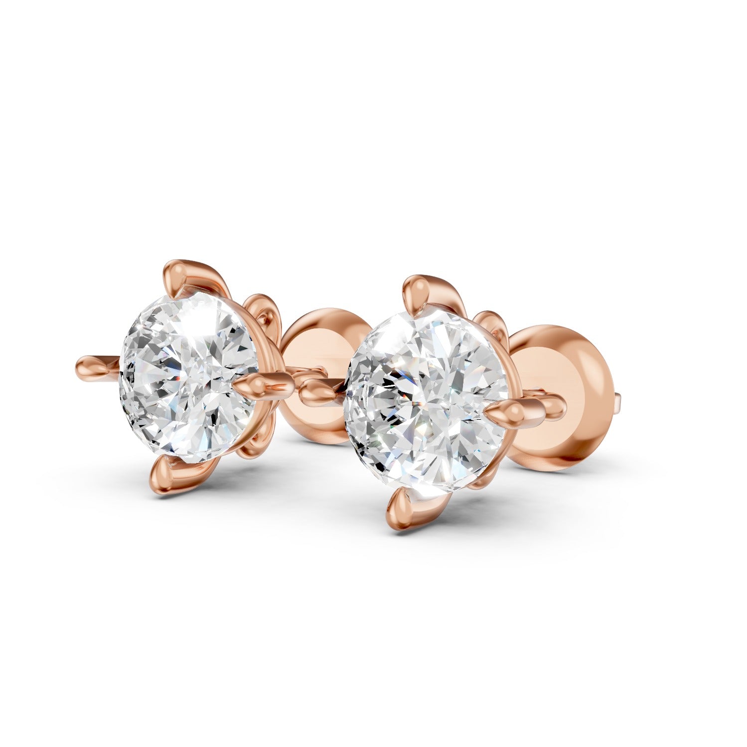 Round Cut Lab-Grown Diamond Stud Earrings
