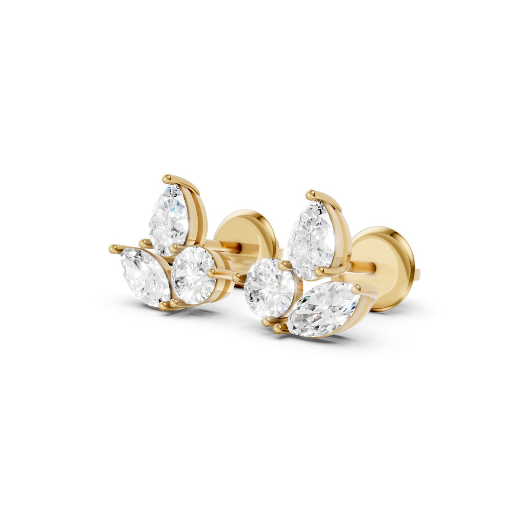 Mixed-Shape Lab-Grown Diamond Trio Stud Earrings