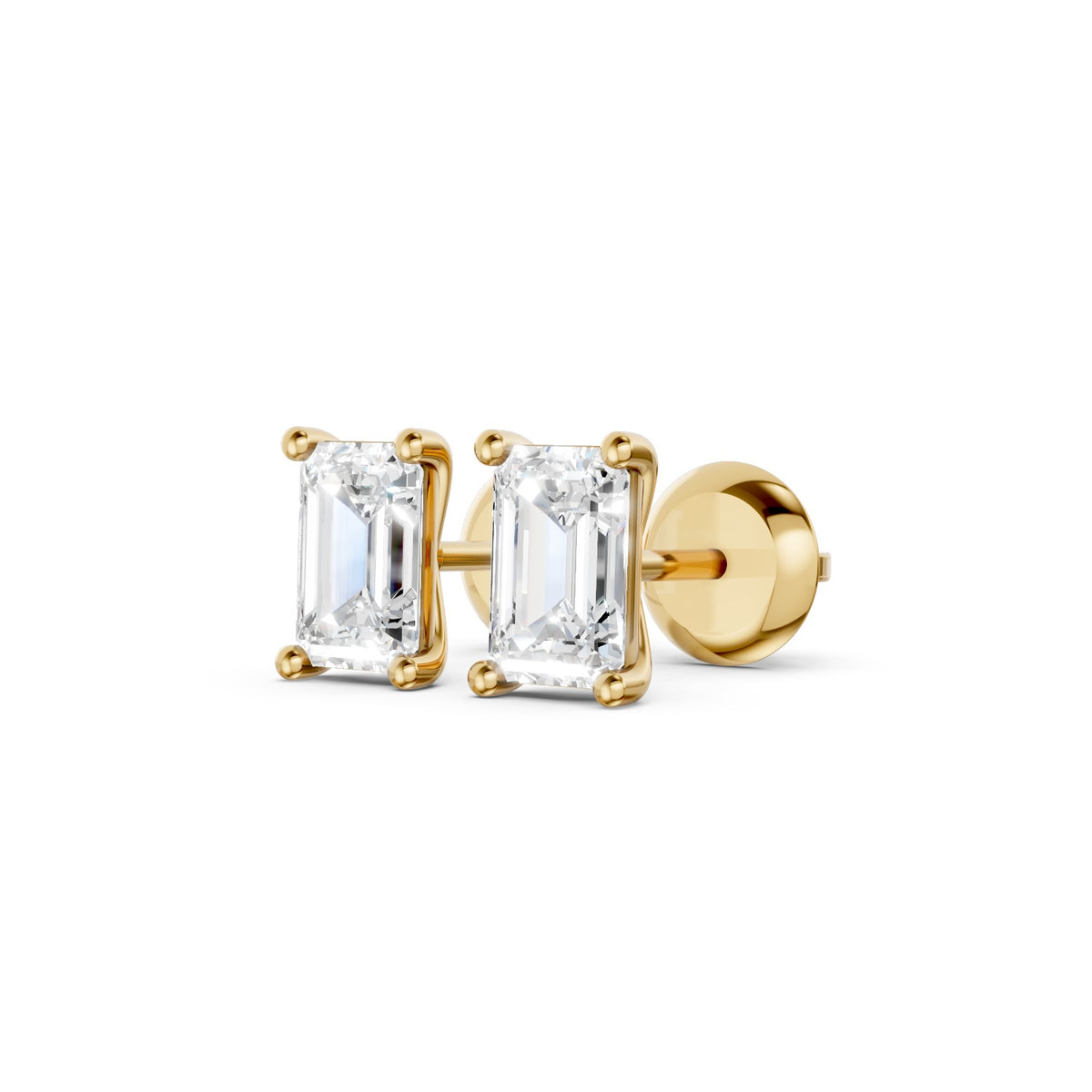 Emerald-Cut Lab-Grown Diamond Stud Earrings