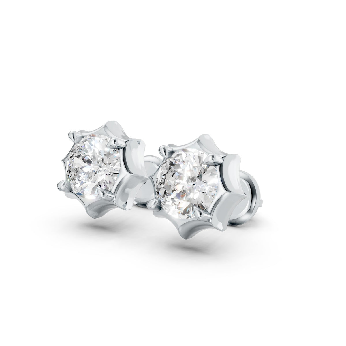 Round Cut Lab-Grown Diamond Stud Earrings