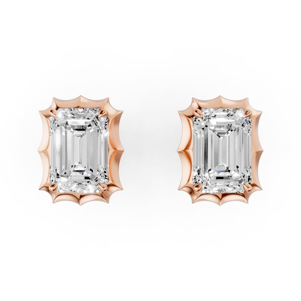 Emerald Cut Lab-Grown Diamond Stud Earrings